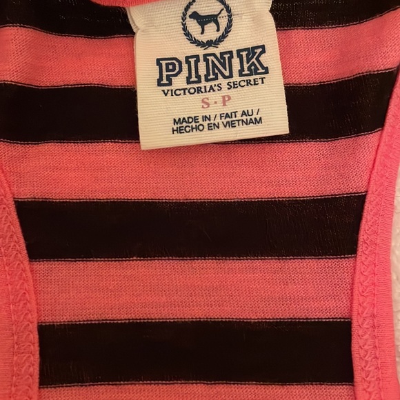 PINK tank top with racer back. Size s. Pink/black and white. - Picture 2 of 7